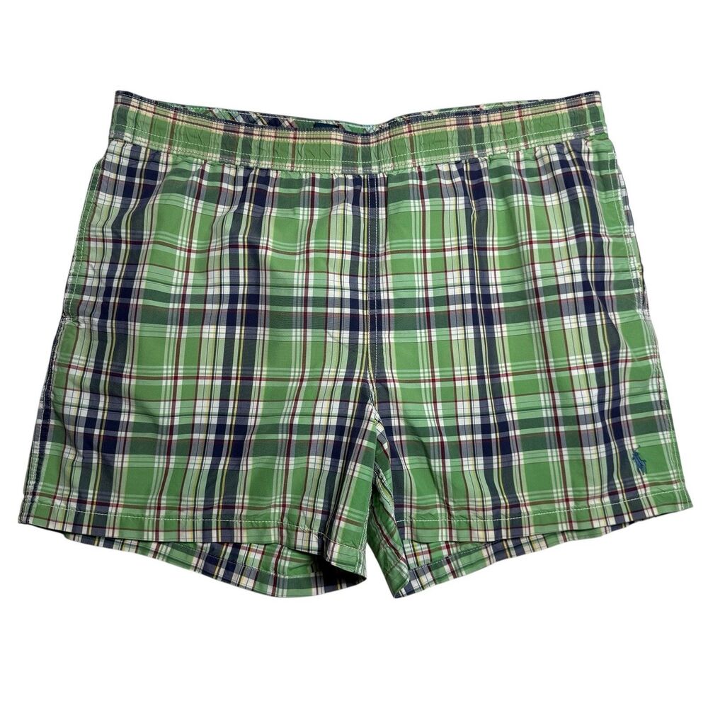 Vintage Polo Ralph Lauren Men’s Plaid Swim Trunks L Lined Beach Board Shorts